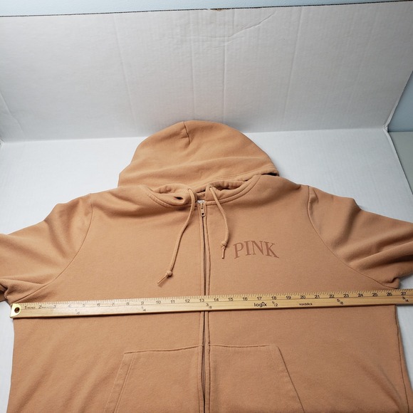 PINK Victoria's Secret Full Zip Hoodie Sweatshirt Womens XXL Brown Comfy Lounge - Picture 6 of 16